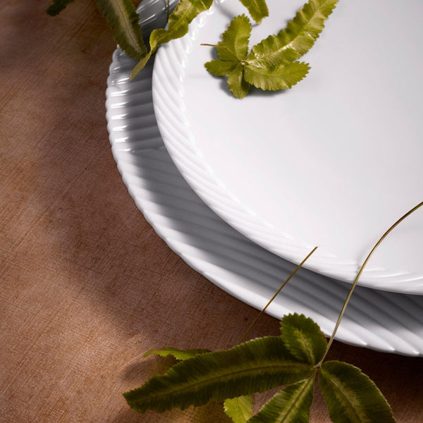 Large Corde Oval Platter in White - Nod to Old-World Silk Cords - Sculptural and Timeless with Hand-Painted Porcelain - Classic Craftsmanship