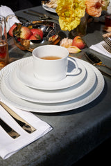 White Corde Tea Cup - Nod to Old-World Silk Cords - Sculptural and Timeless with Hand-Painted Porcelain - Classic Craftsmanship