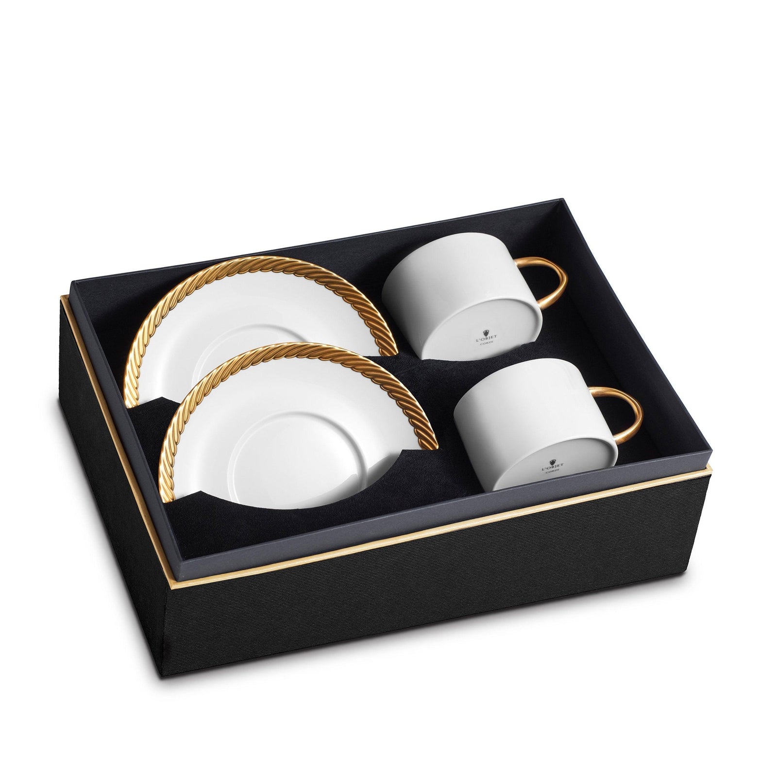Gold Corde Tea Cup + Saucer - L'OBJET