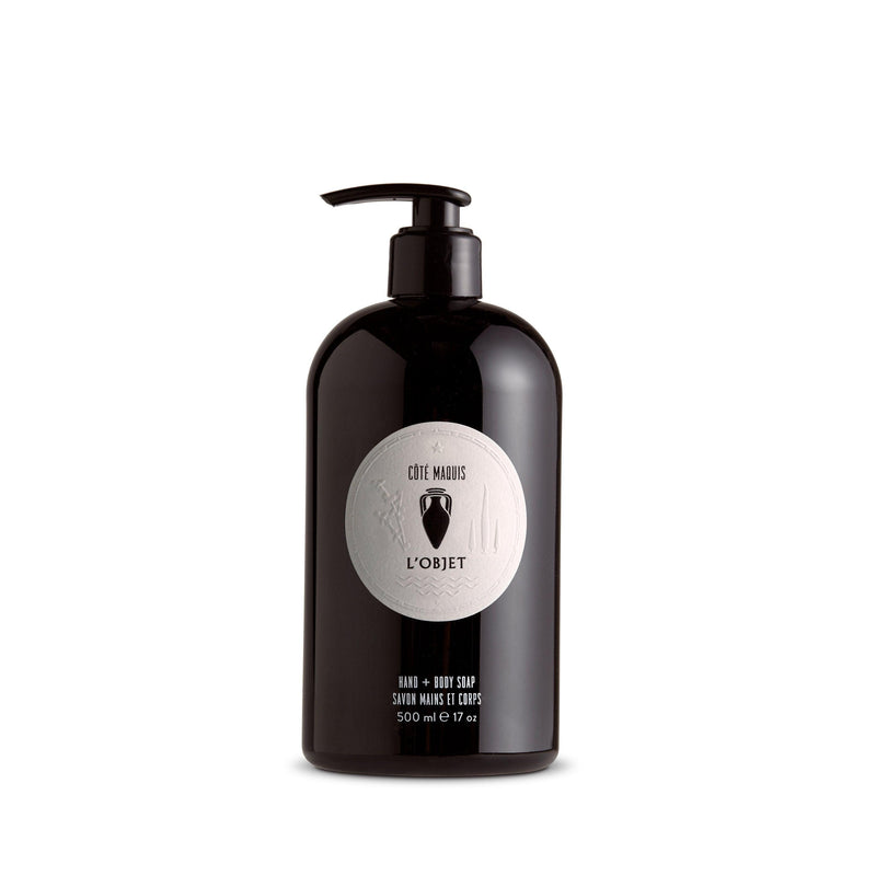 Apothecary Cote Maquis Hand and Body Soap - Black Glass Pump Bottle - Fragrant Cleanser with Hydrating Elements