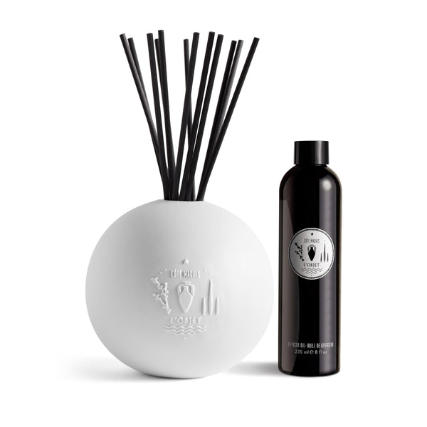 Cote Maquis Diffuser Set - Black Bottle of Scented Oil Refill - Fragrant and Indulgent Aromatic Expressions