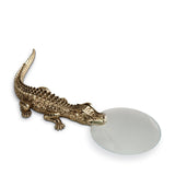 Gold Crocodile Magnifying Glass - Exemplary Workmanship with Hand-Crafted Metals and Porcelain