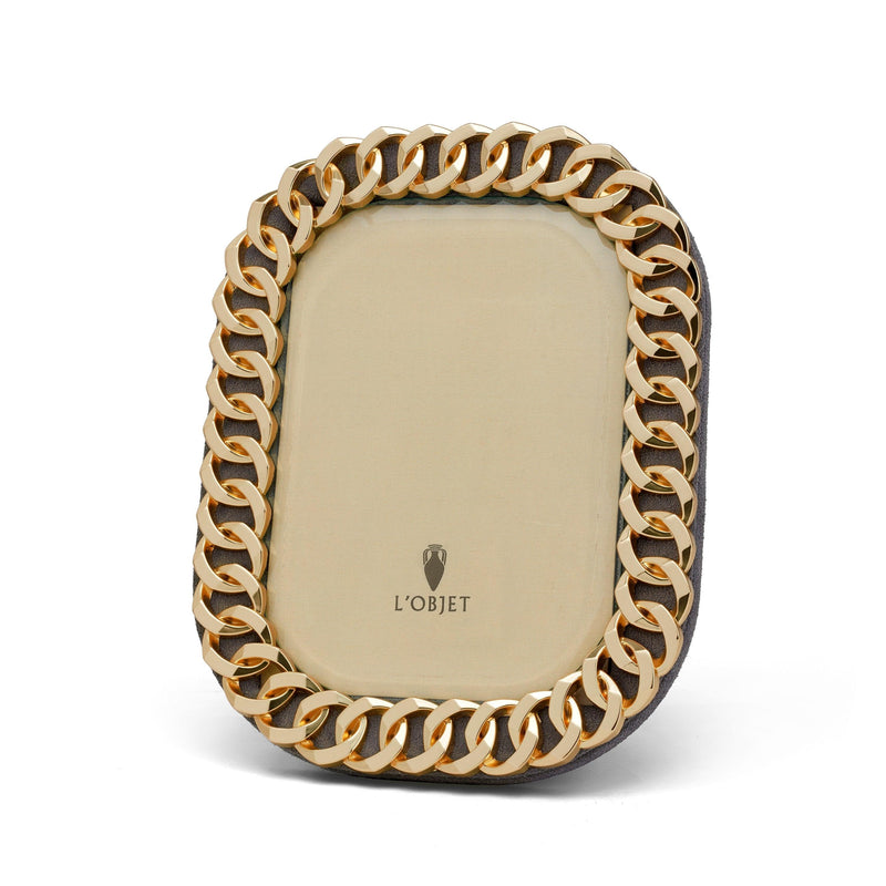 5x7-Inch Cuban Link Gold Frame - Picture Frame Adorned with Gold Chain Link Motif Metal Border