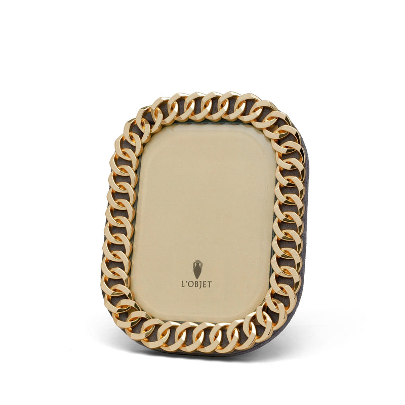 4x6-Inch Cuban Link Gold Frame - Picture Frame Adorned with Gold Chain Link Motif Metal Border