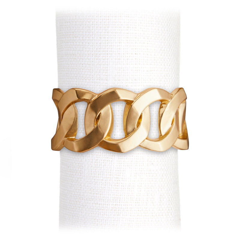 Gold Cuban Link Napkin Rings by L'OBJET - Hand-Crafted and Pated with 24K Gold - Timeless Style for Any Dining Space