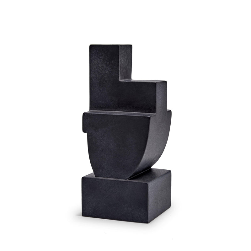 Cubisme Two Bookend in Black - Crafted from Lightly Textured Earthenware - Simple Geometric Shape with Subtle Style