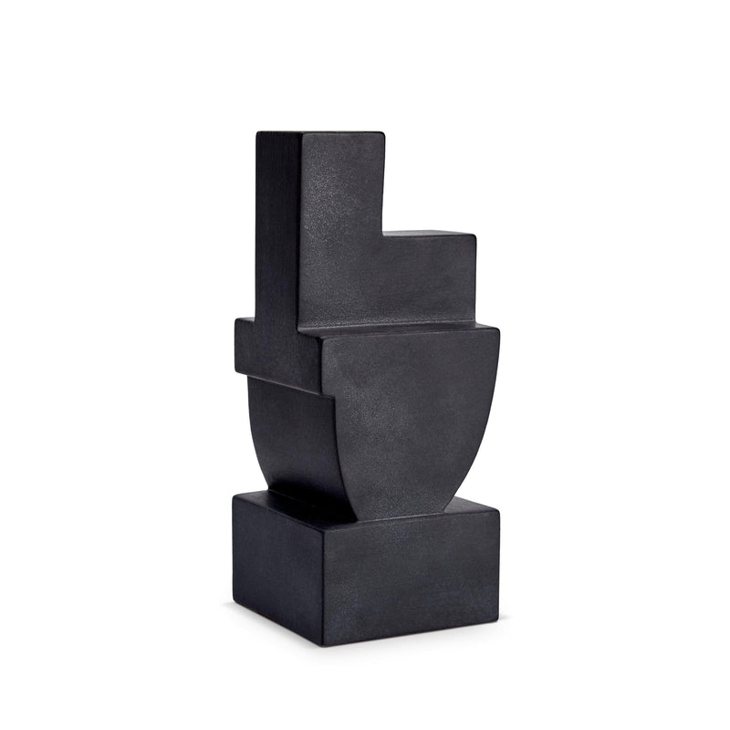 Cubisme Two Bookend in Black - Crafted from Lightly Textured Earthenware - Simple Geometric Shape with Subtle Style