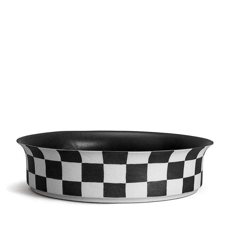 Gingham Ceramic Dog Bowl