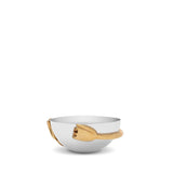 Small Deco Leaves Bowl - Features Rich Textures and Geometric Designs - Hand-Crafted Piece Adorned with 24K Gold-Plated Accents