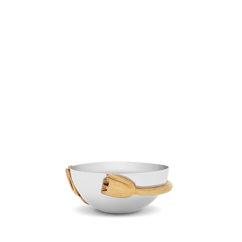 Small Deco Leaves Bowl - Features Rich Textures and Geometric Designs - Hand-Crafted Piece Adorned with 24K Gold-Plated Accents