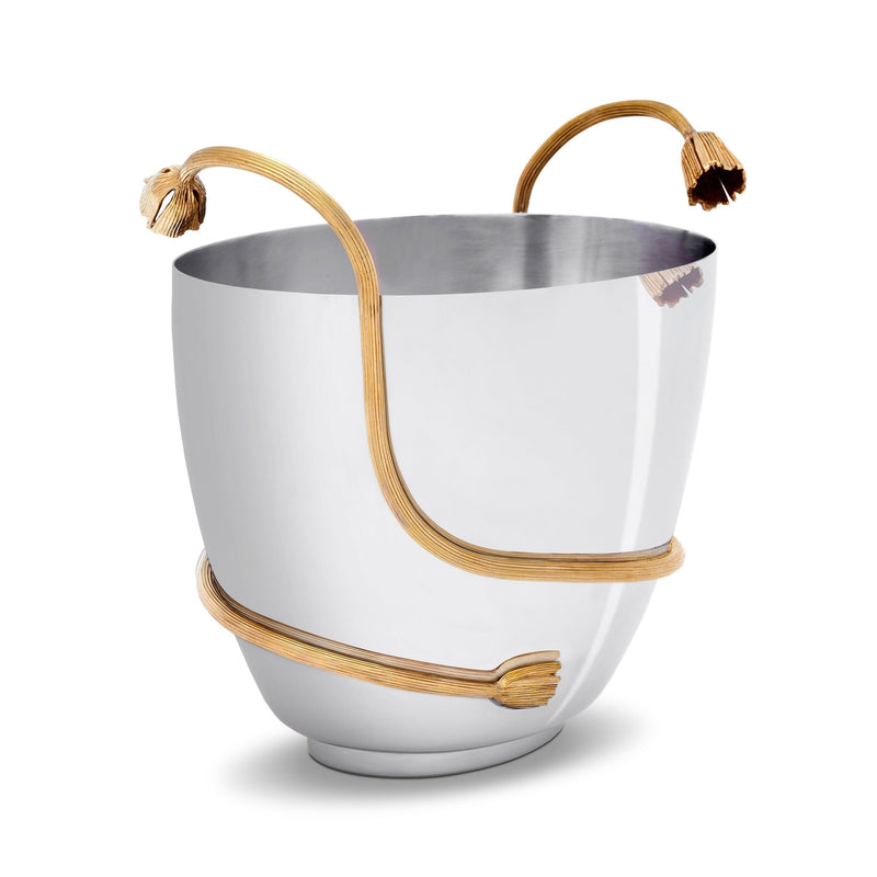 Deco Leaves Champagne Bucket - Features Rich Textures and Geometric Designs - Hand-Crafted Piece Adorned with 24K Gold-Plated Accents