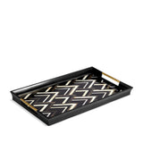 Large Deco Noir Tray in Black, Grey, and White - White Natural Shells Featuring Geometric Pattern in a Modern Aesthetic