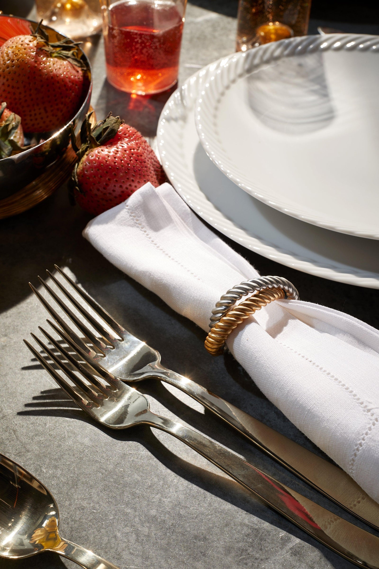 Deco Twist Napkin Jewels - Gold and Platinum - L'OBJET