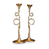 Two Evoca Candlesticks - Elegant & Sophisticated with Metallic and Organic Features - Contemporary and Timeless Aesthetic