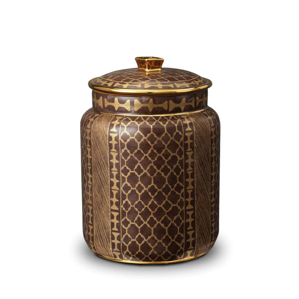 Medium Fortuny Ashanti Canister in Grey - Vibrant Designs Reminiscent of the Artisans of Venice - Crafted from Unique Earthenware and Metals