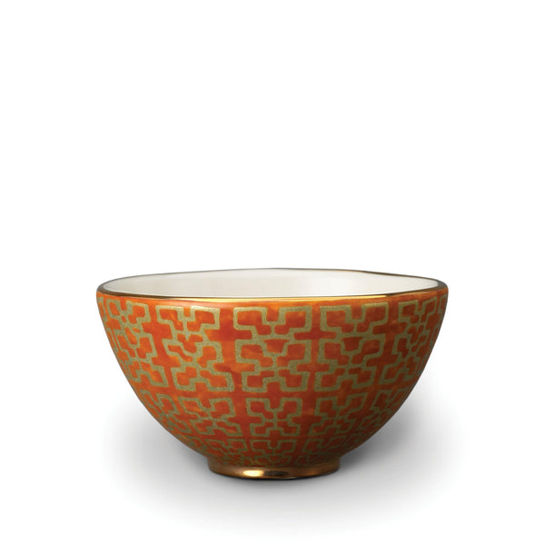 Fortuny Ashanti Cereal Bowls in Orange - Vibrant Designs Reminiscent of the Artisans of Venice - Crafted from Unique Earthenware and Metals