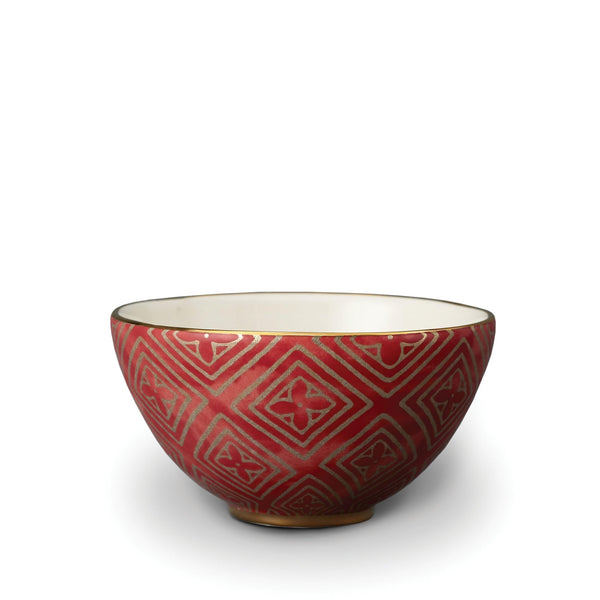 Fortuny Jupon Cereal Bowls in Red - Vibrant Designs Reminiscent of the Artisans of Venice - Crafted from Unique Earthenware and Metals