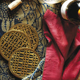 Fortuny Venise Coasters - Vibrant Designs Reminiscent of the Artisans of Venice - Crafted from Unique Earthenware and Metals
