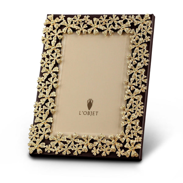 8x10-Inch Garland Frame in Gold and Yellow Crystals - Timeless Piece with Hand-Crafted Details and Exemplary Beauty