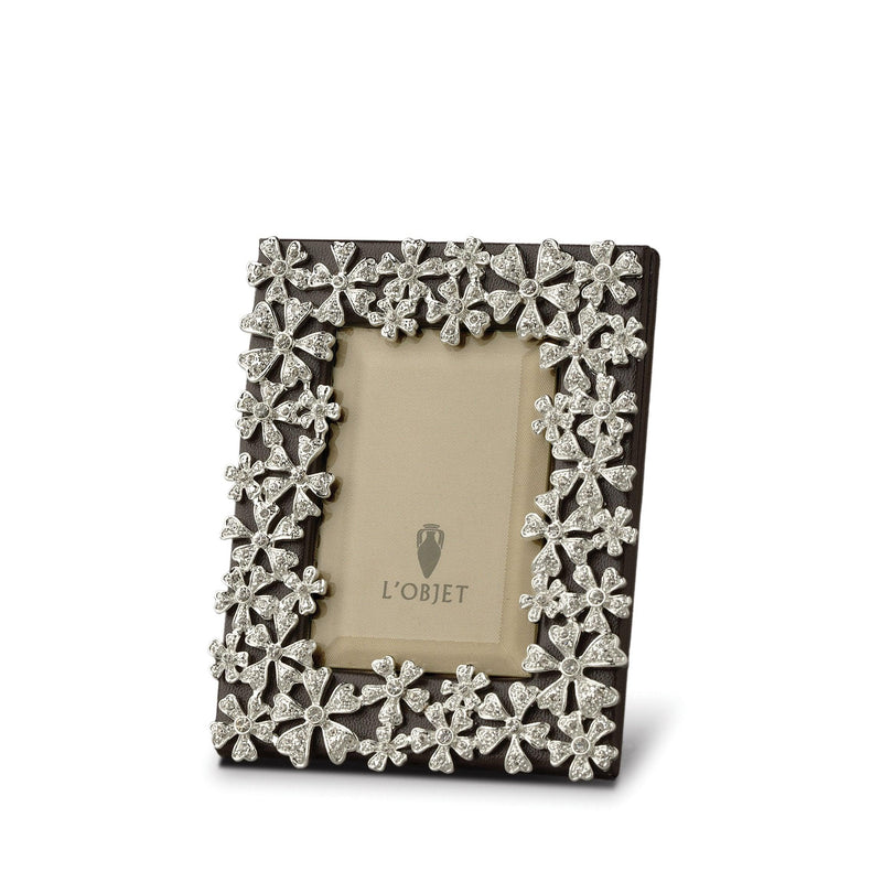 2x3-Inch Garland Frame in Platinum and White Crystals - Timeless Piece with Hand-Crafted Details and Exemplary Beauty