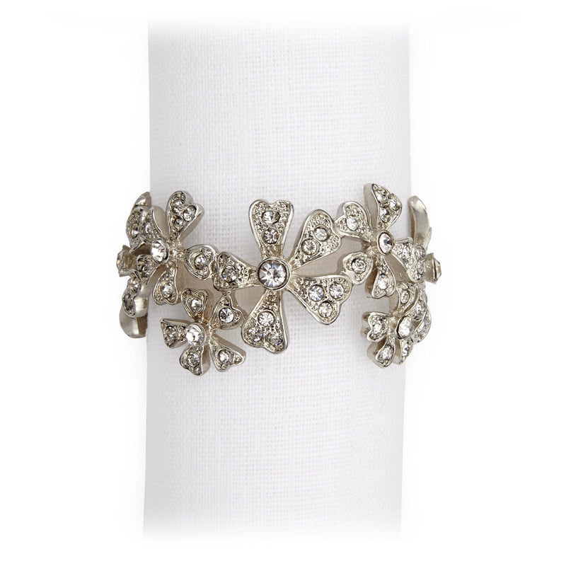 Garland Napkin Jewels in Platinum and White Crystals - Artful, Luxurious Jewels Made by Hand - Features Timeless Design with Brilliant Craftsmanship