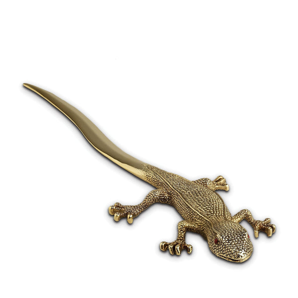 Gecko Letter Opener - Exemplary Workmanship with Hand-Crafted Metals and Porcelain - Textural and Complex Design