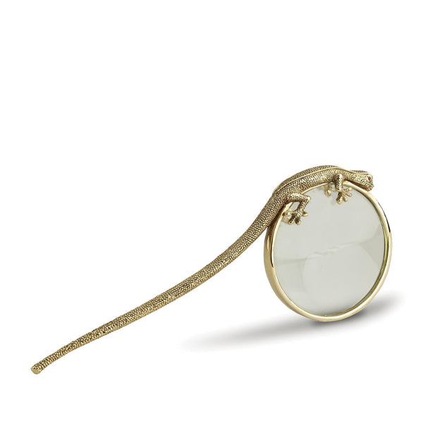 Gecko Magnifying Glass - Exemplary Workmanship with Hand-Crafted Metals and Porcelain - Textural and Complex Design
