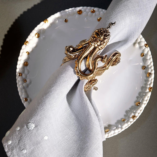Haas Mojave Dessert Plate - White + Gold - L'OBJET