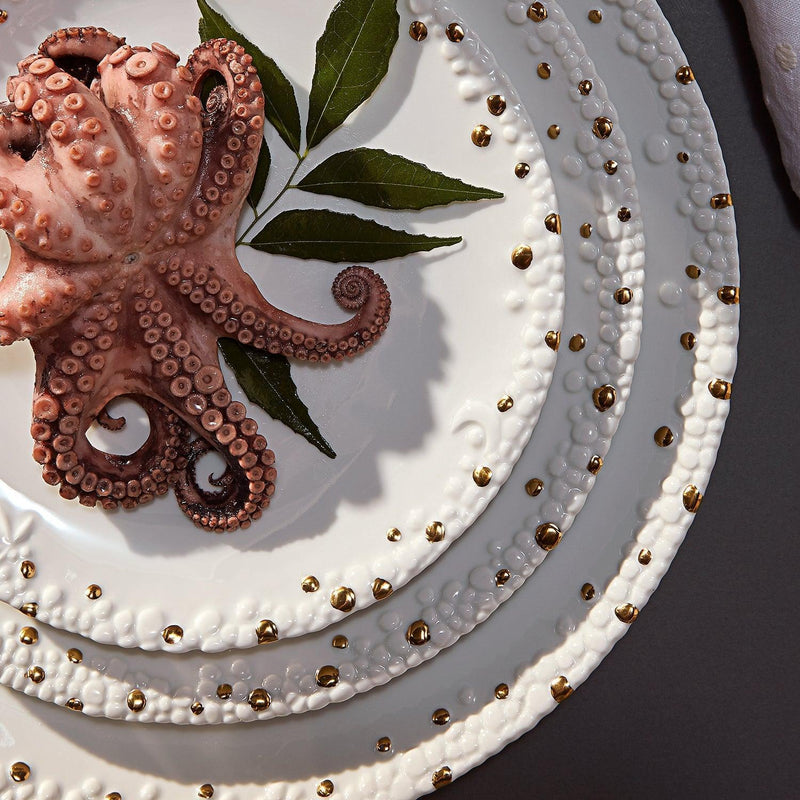 Haas Mojave Dinner Plate - White + Gold - L'OBJET