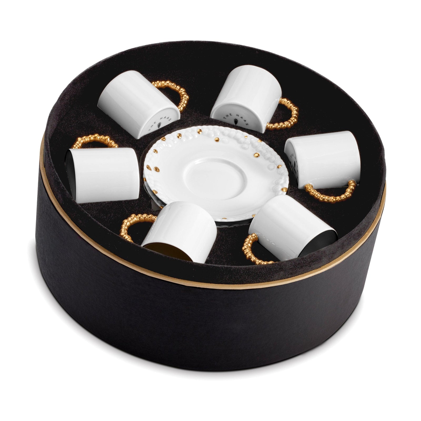 Haas Mojave Espresso Cup + Saucer - Gold - Set of 6 - L'OBJET