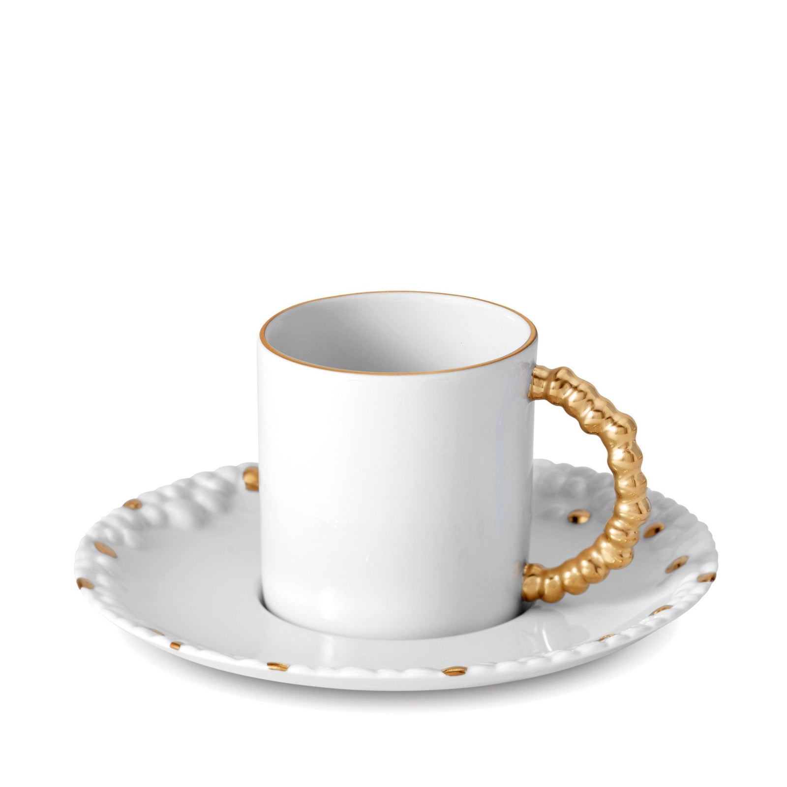 Haas Mojave Espresso Cup + Saucer - White + Gold - L'OBJET