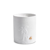 White and Gold Haas Mojave Palm Candle - Dry, Woodsy Fragrance - Translucent Porcelain Vessel