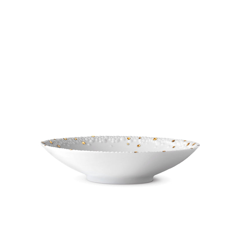 Haas Mojave Soup Plate in Gold Features Bold Artistry - Reminiscent of Desert Pebbles - Definitive Patterns and Versatile Style