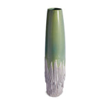 Green and Grey Haas Mojave Decorative Vase - Hand-Carved Sculpture with Long Locks of Fur - Mystical & Textural Aesthetic
