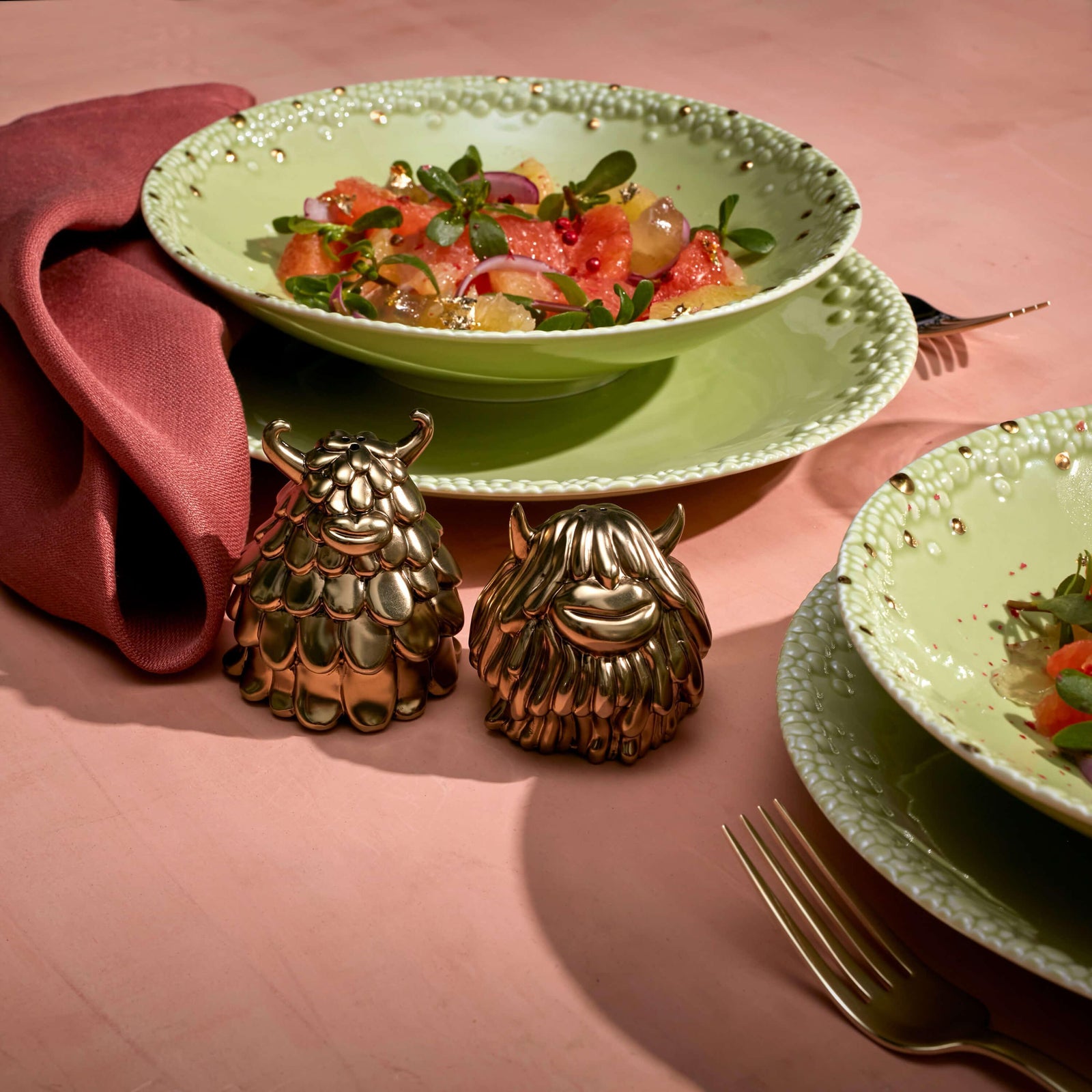 Haas Niki + Simon Salt + Pepper Shakers - Gold - L'OBJET