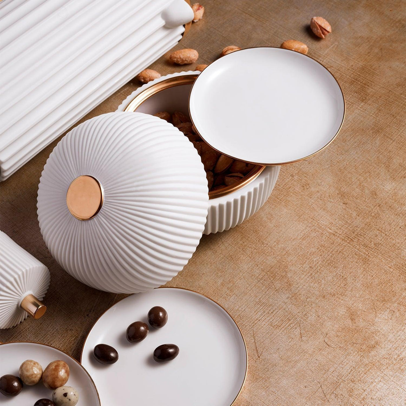 Ionic Box + Plates - White - Canape & Dessert Plates - L'OBJET