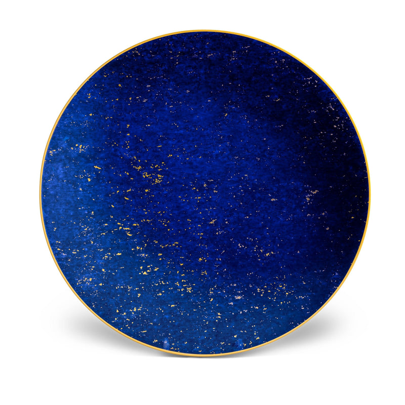 Lapis Charger by L'OBJET - Rich Azure Charger Adorned with 24K Gold Accents - Mesmerizing Hand-Gilded Deep Tones