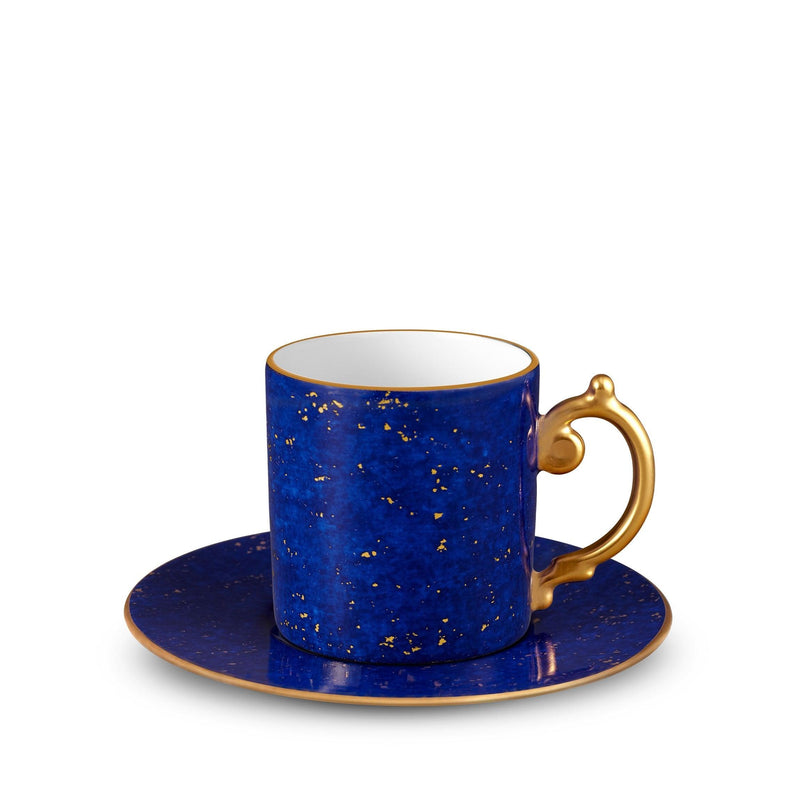 Lapis Espresso Cup and Saucer in Blue - A Nod to the Depth of Tones in the Night Sky - Hand-Gilded and Adorned with 24K Gold Accents