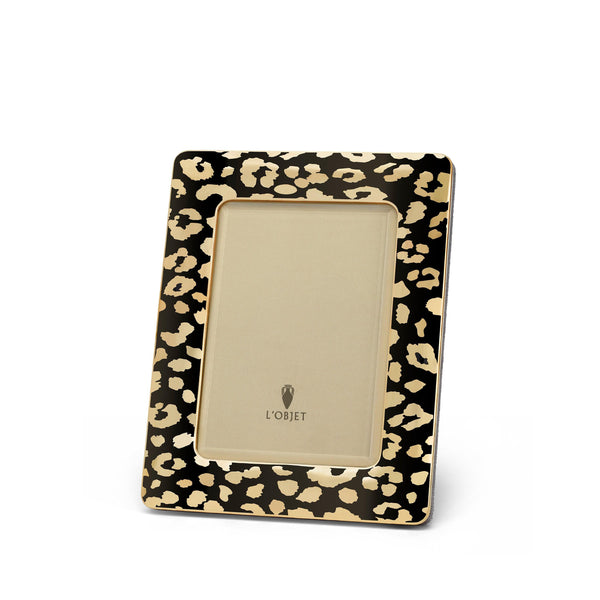 4x6-Inch Leopard frame in Gold - Exotic Leopard Style with Luxurious Details - Gold and Black Picture Frame