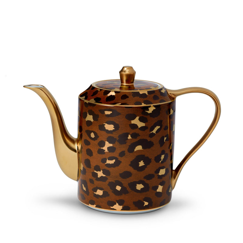 Sophisticated Leopard Teapot Adorned with 24K Gold Rims - Hand-Crafted Leopard Teacup in Ageless Design
