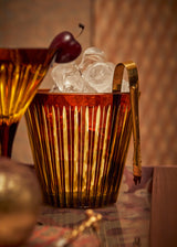 Prism Ice Bucket + Tongs - Amber