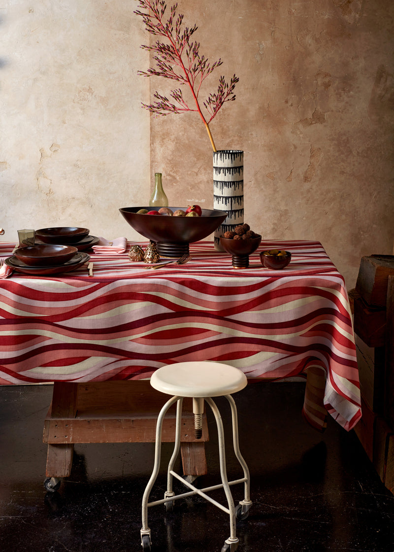 Linen Sateen Landscape Tablecloth - Pink