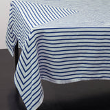 Linen Sateen Concorde Tablecloth - Blue + Light Blue - Medium 70x90"