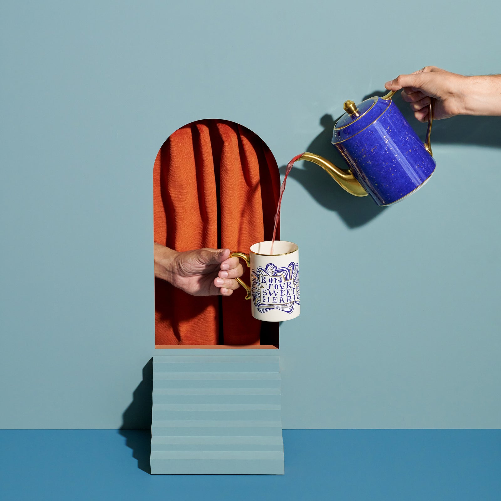 ピオフィ　ランチョン　アンリセット Lapis Tea Cup + Saucer - Blue - L'OBJET