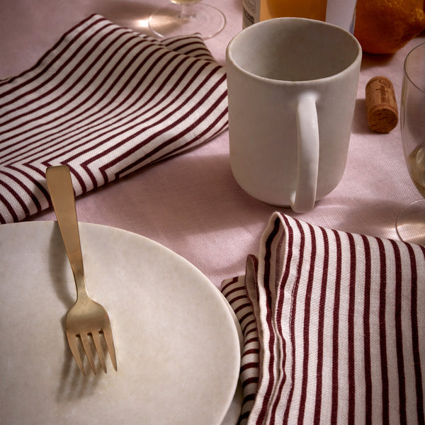 Linen Sateen Concorde Napkins - Wine + Ecru (Set of 4)