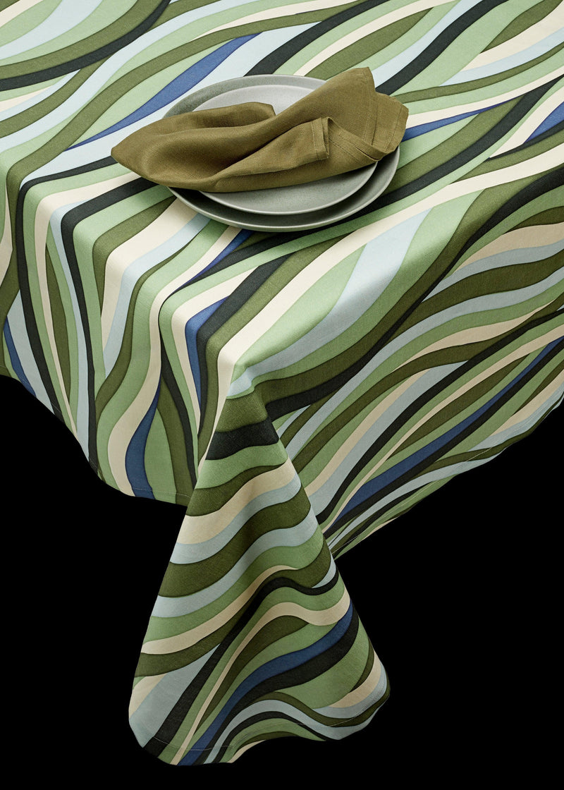 Linen Sateen Landscape Tablecloth - Blue + Green - L'OBJET