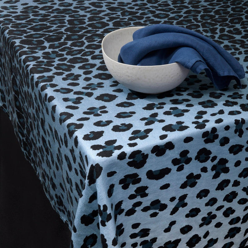 Linen Sateen Leopard Tablecloth - Blue - L'OBJET