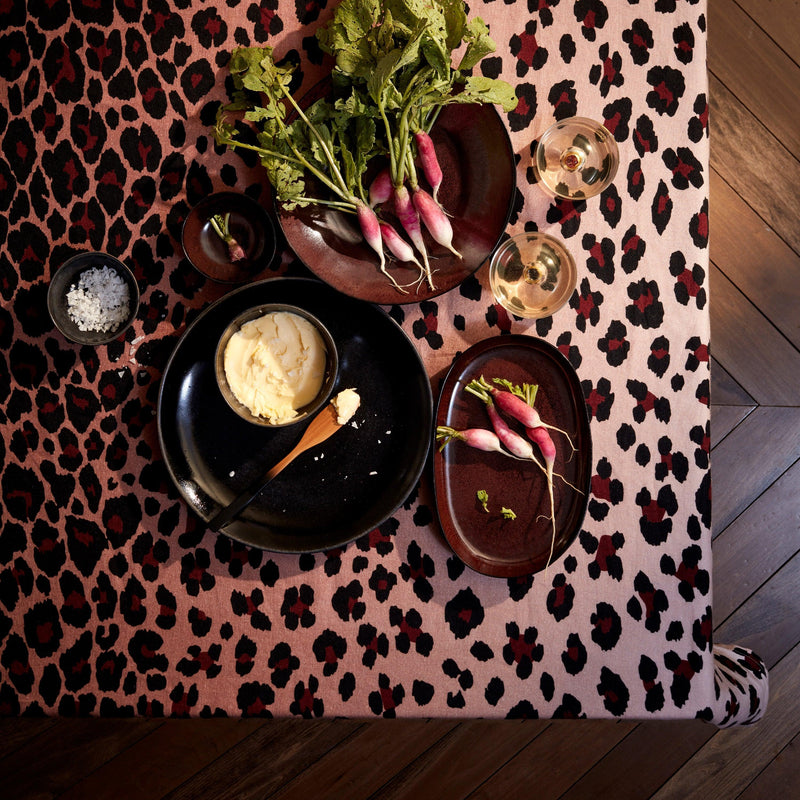 Linen Sateen Leopard Tablecloth - Pink - L'OBJET