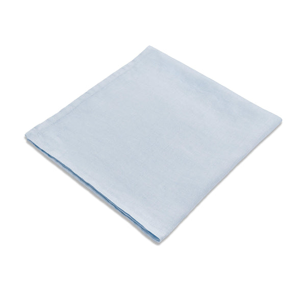 Light Blue Linen Sateen Napkins - Hand-Crafted Linen Woven Textile 