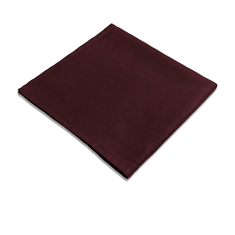 Wine Linen Sateen Napkins - Hand-Crafted Linen Woven Textile - Luxurious & Intricate Soft Sateen Napkins